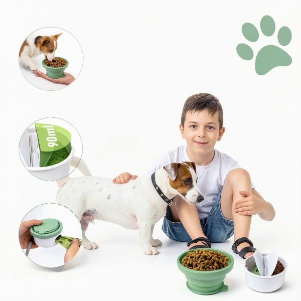 MEINV Collapsible Dog Bowl Travel Set Food Container Poop-3