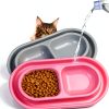 Harhana Ant Proof Cat Bowls Double Bowl Outdoor Travel-0