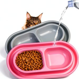 Harhana Ant Proof Cat Bowls Double Bowl Outdoor Travel-0