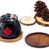 Wood Teapot Trivet Brown Round ccHuDE Protects Furniture-3