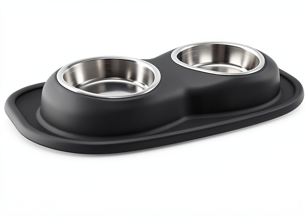 WeatherTech Pet Travel Bowl in Light Grey color on a table