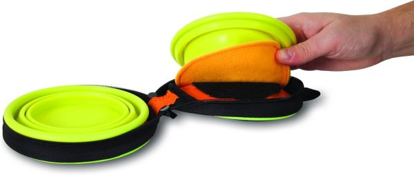 Petmate Collapsible Travel Bowl Navy Blue Go Go Green-2