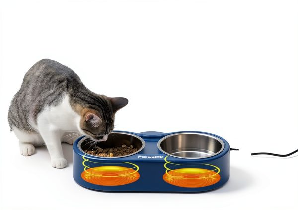 PawsPik Heated Cat Bowl Stainless Steel Outdoor Winter-1