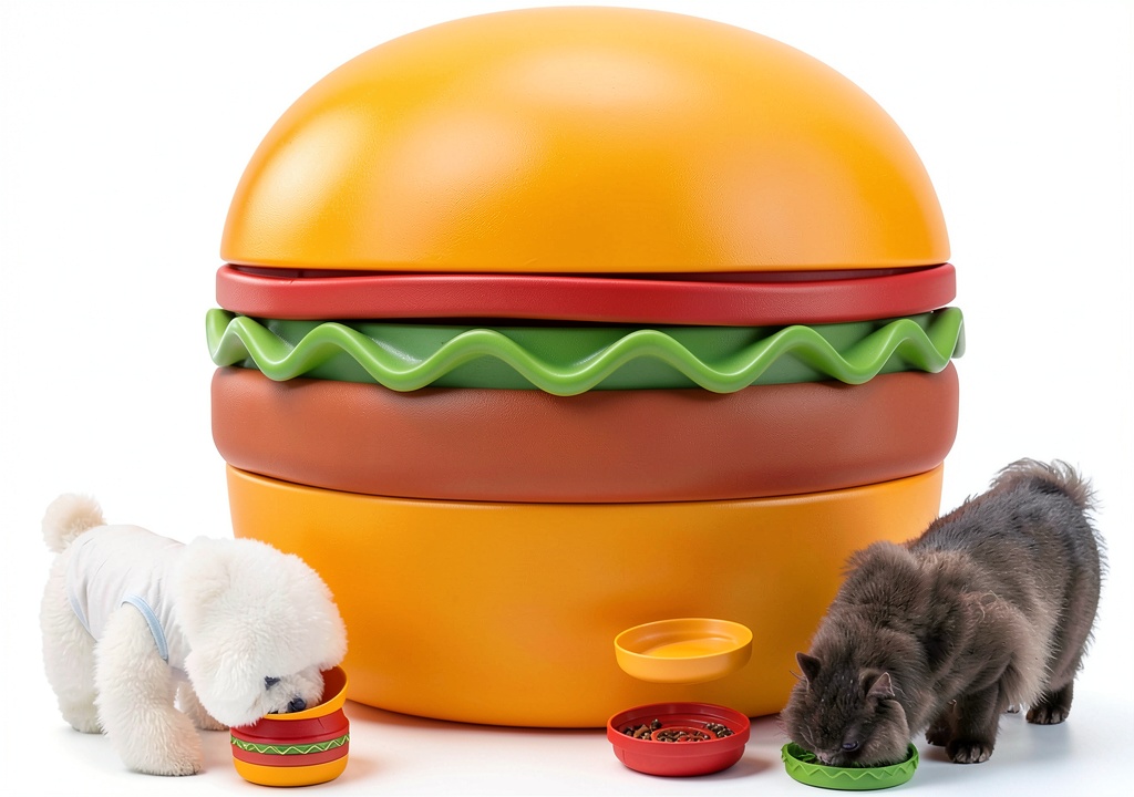 Goodliest 5-in-1 stackable pet bowl showing modular compartments and compact design
