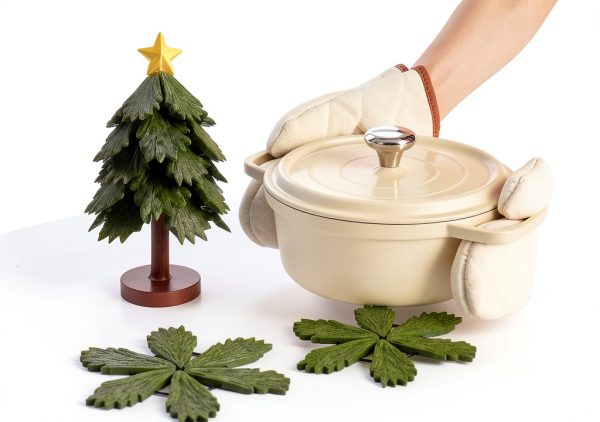 ZHRTZ Teapot Trivet Set Green Tree Design Heat Protection-4