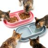 Harhana Ant Proof Cat Bowls Double Bowl Outdoor Travel-5