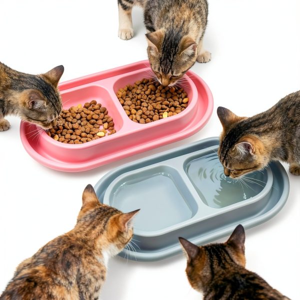 Harhana Ant Proof Cat Bowls Double Bowl Outdoor Travel-5