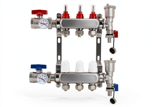 FAHKNS Radiant Heating Manifold 3 Loop Stainless-1