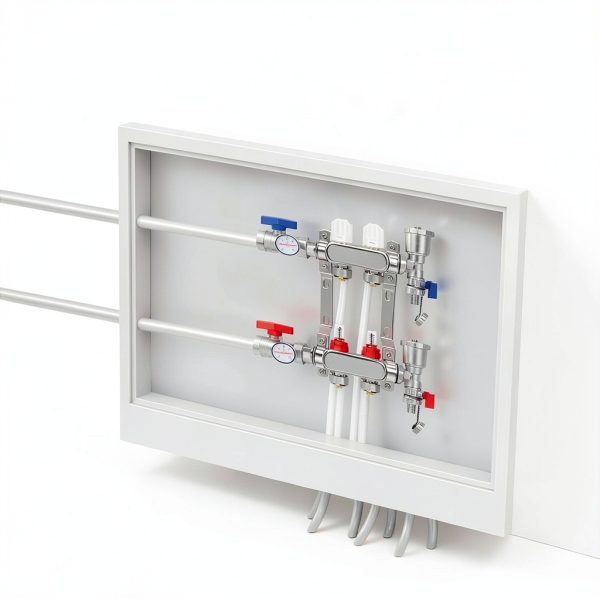 FAHKNS 2 Branch Floor Heating Manifold Brass Stainless Steel-6