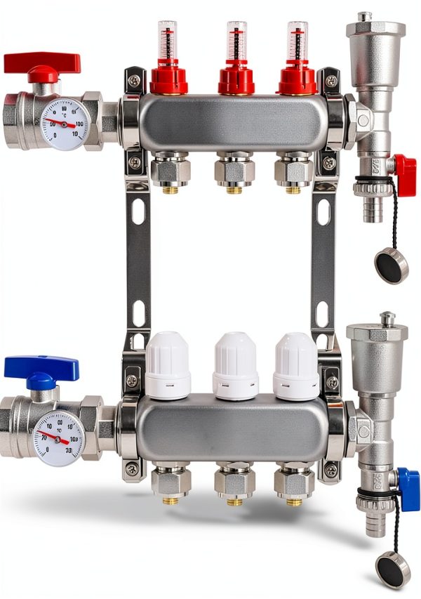 FAHKNS Radiant Heating Manifold 3 Loop Stainless-0