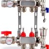 FAHKNS 2 Branch Floor Heating Manifold Brass Stainless Steel-0