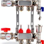 FAHKNS 2 Branch Floor Heating Manifold Brass Stainless Steel-0