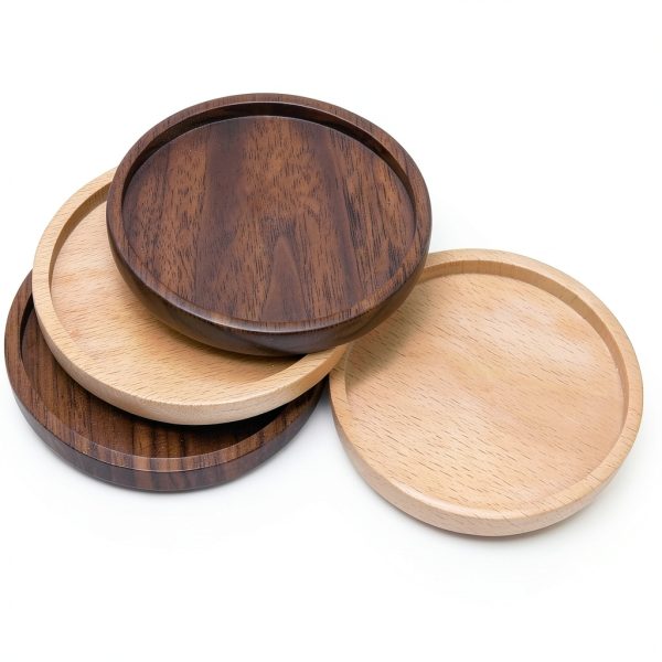Wood Teapot Trivet Brown Round ccHuDE Protects Furniture-2