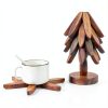 Tqcatyma Teapot Trivet Set Wood Heat Insulating Christmas-5