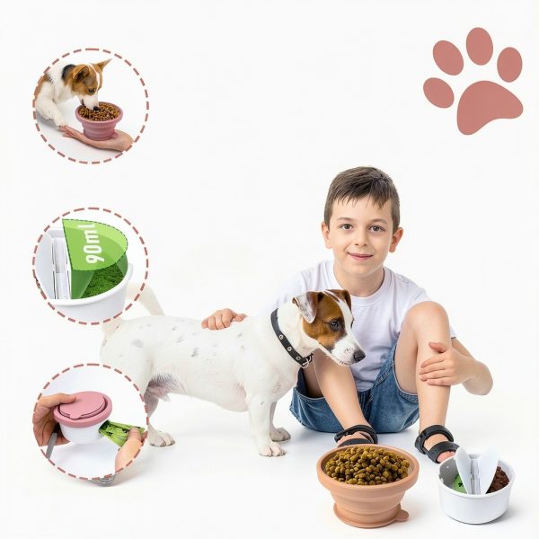 MEINV Collapsible Dog Bowl Travel Set Food Container Poop-3