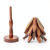 Tqcatyma Teapot Trivet Set Wood Heat Insulating Christmas-2
