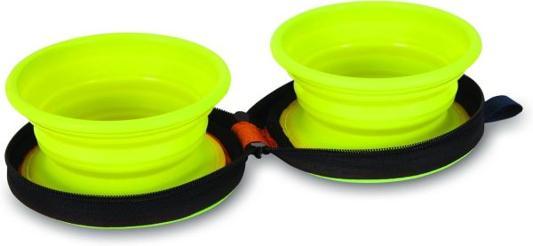 Petmate Collapsible Travel Bowl Navy Blue Go Go Green-1
