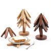 Tqcatyma Teapot Trivet Set Wood Heat Insulating Christmas-4