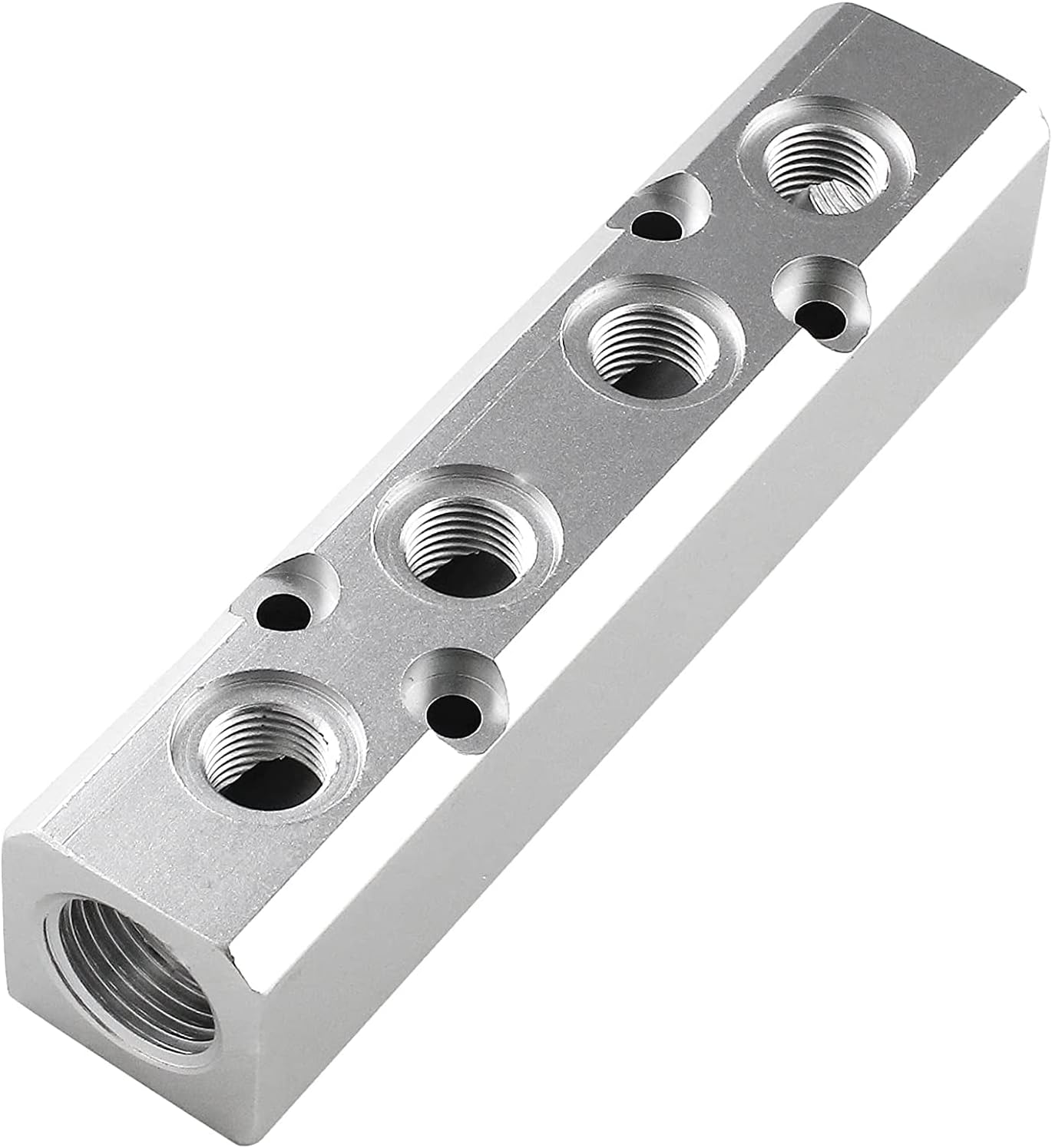 It Works Great Air Manifold Block showing aluminum construction and port layout