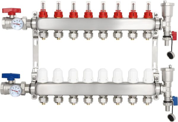 FAHKNS Floor Heating Manifold Stainless Steel Visual Flow-0