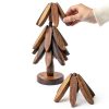 Tqcatyma Teapot Trivet Set Wood Heat Insulating Christmas-1