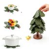 ZHRTZ Teapot Trivet Set Green Tree Design Heat Protection-5
