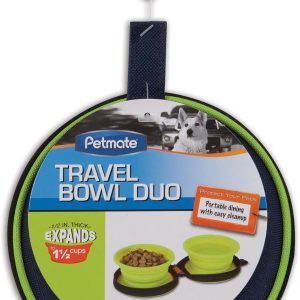 Petmate Collapsible Travel Bowl Navy Blue Go Go Green-0