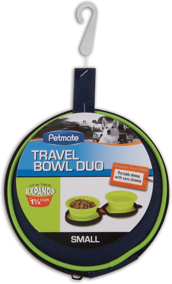 Petmate Collapsible Travel Bowl Navy Blue Go Go Green-0