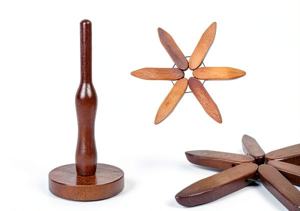 SnapMorph Wood Trivet Set Heat Protection Space Saving-4