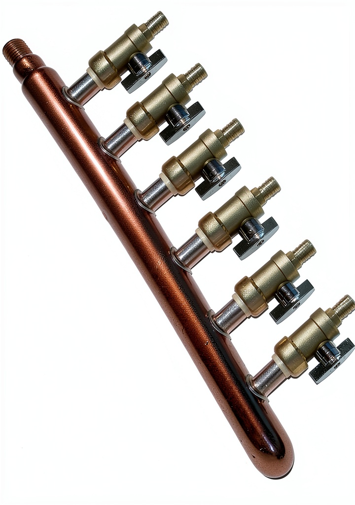 Installing Vilmark brass barbed manifold fitting in an industrial pipe system