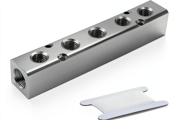 GASHER 5‑Way 7‑Port Aluminum Manifold Fitting NPT Threaded Silvery-0