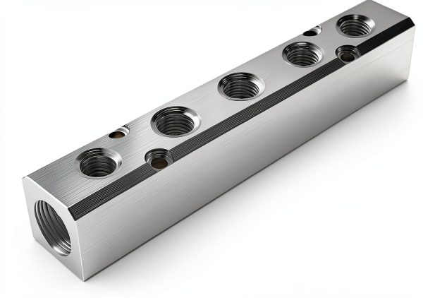 GASHER 5‑Way 7‑Port Aluminum Manifold Fitting NPT Threaded Silvery-3