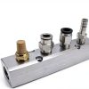 Qolekog Aluminum Air Manifold 2 Way 4 Port NPT Silver-4
