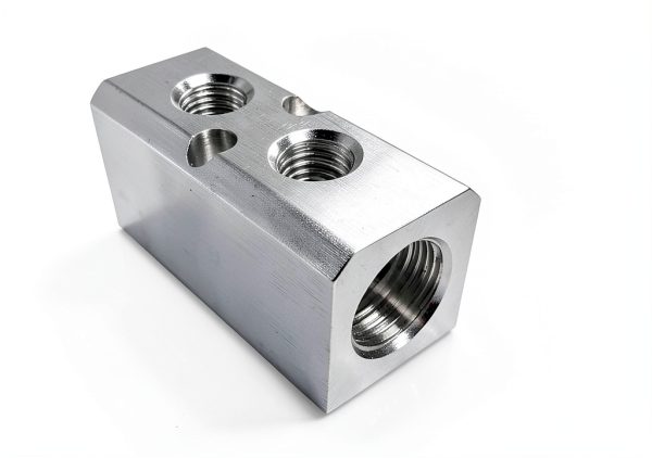 Qolekog Aluminum Air Manifold 2 Way 4 Port NPT Silver-1