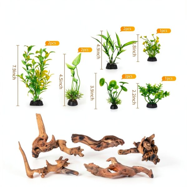Driftwood Decoration Solsew Aquarium Wood Set 6 Natural Pieces-2