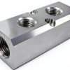 Qolekog Aluminum Air Manifold 2 Way 4 Port NPT Silver-0