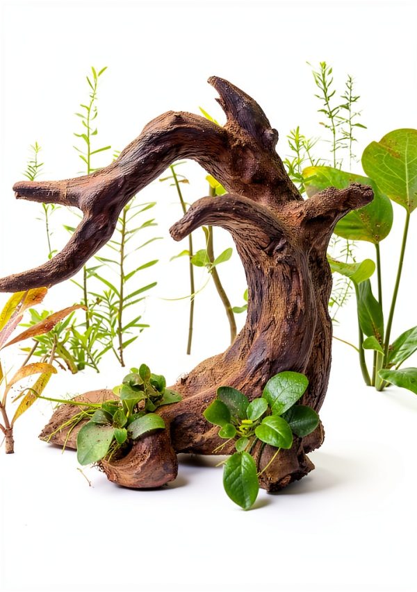 Aquarium Driftwood Decor Set - 1 Anubias Resin Model & 3Pcs Small Natural Driftwood 2-4 inch for Aquascaping, Fish Tank Landscape Design-7