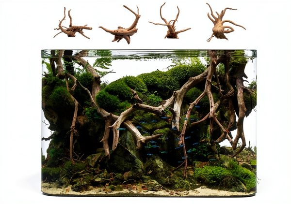 Tfwadmx Aquarium Driftwood Natural Wood 4''-7'' Reptile Branch Fish Tank Tree Plant Stump Ornament Decor 4 PCS-3