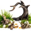 Aquarium Driftwood Decor Set - 1 Anubias Resin Model & 3Pcs Small Natural Driftwood 2-4 inch for Aquascaping, Fish Tank Landscape Design-5