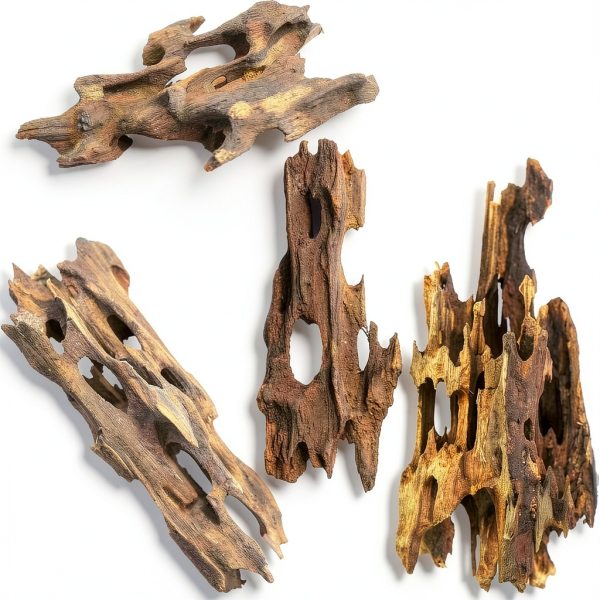 4-Piece Aquarium Driftwood Set - Natural Wood Decorations for Fish Tanks | Solid Reptile Branches, Ideal for Small Fish Hiding & Habitat Enhancement-0