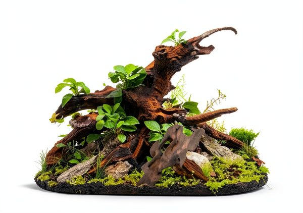 4-Piece Aquarium Driftwood Set - Natural Wood Decorations for Fish Tanks | Solid Reptile Branches, Ideal for Small Fish Hiding & Habitat Enhancement-4