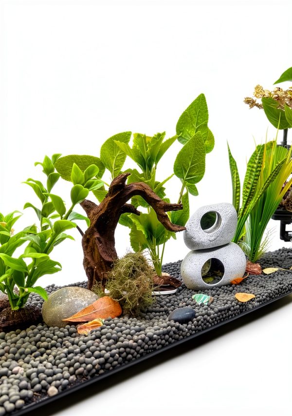 Aquarium Driftwood Decor Set - 1 Anubias Resin Model & 3Pcs Small Natural Driftwood 2-4 inch for Aquascaping, Fish Tank Landscape Design-6