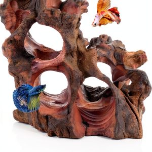 Natural Wood Aquarium Cave by redfeiyang – Multi‑Hole Hideout 7‑9″-0