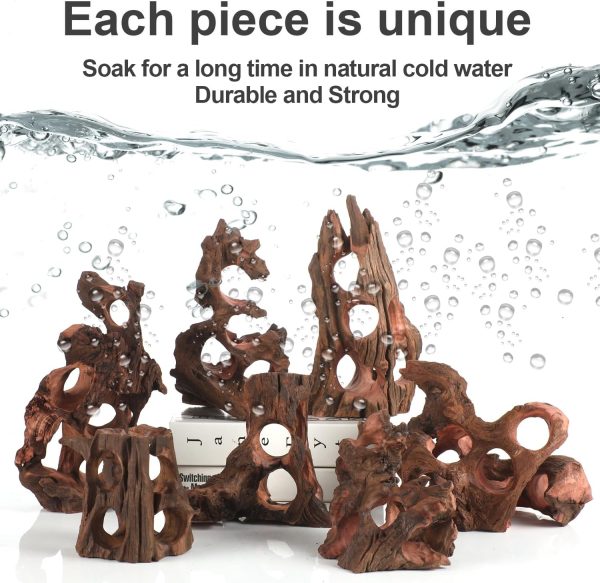 Natural Wood Aquarium Cave by redfeiyang – Multi‑Hole Hideout 7‑9″-1